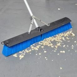 Carlisle 3621962414 Sweep Complete 24" Push Broom With Blue Unflagged Bristles And 60" Handle With Squeegee