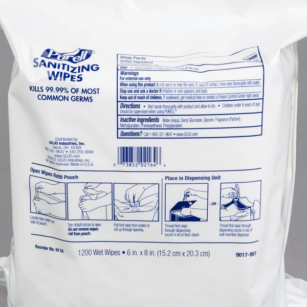Purell® 9118-02 Hand Sanitizing Wipes, 1200 Count Refill Bag 5 Purell® 9118-02 Hand Sanitizing Wipes, 1200 Count Refill Bag - Image 5