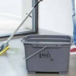 Lavex Janitorial 19.5 Qt. Gray Divided Plastic Bucket / Caddy