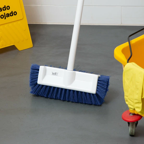 Carlisle 40422EC14 Sparta Spectrum 10" Hi-Lo Blue Floor Scrub Brush With End Bristles 3 Carlisle 40422EC14 Sparta Spectrum 10" Hi-Lo Blue Floor Scrub Brush With End Bristles - Image 3