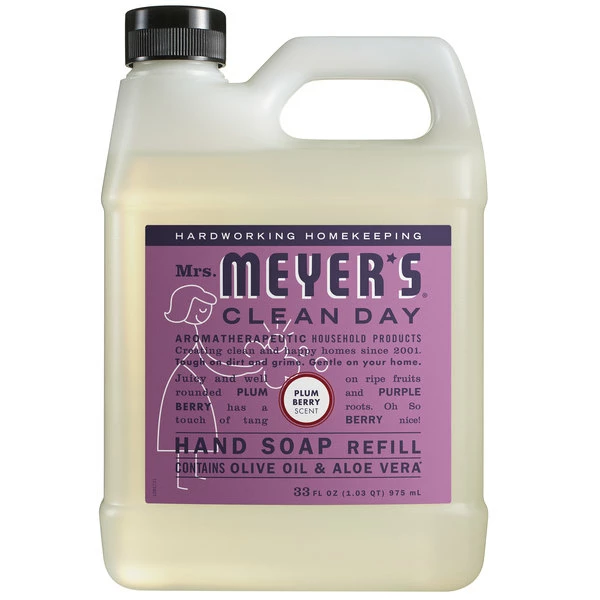 Mrs. Meyer's® Mrs. Meyer's Clean Day 313583 33 Oz. Plum Berry Scented Hand Soap Refill - 6/Case 1 Mrs. Meyer's® Mrs. Meyer's Clean Day 313583 33 Oz. Plum Berry Scented Hand Soap Refill - 6/Case
