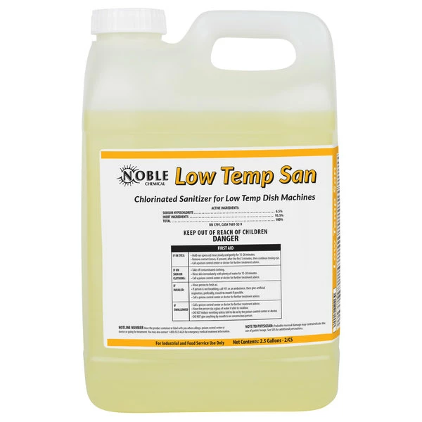 Noble Chemical 2.5 Gallon / 320 Oz. Low Temp San Dish Washing Machine Sanitizer - 2/Case 2 Noble Chemical 2.5 Gallon / 320 Oz. Low Temp San Dish Washing Machine Sanitizer - 2/Case - Image 2