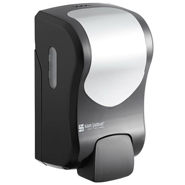 San Jamar SF970BKSS Summit Rely Black Manual Foam Hand Soap And Sanitizer Dispenser - 5 3/16" X 4" X 8 7/8" 2 San Jamar SF970BKSS Summit Rely Black Manual Foam Hand Soap And Sanitizer Dispenser - 5 3/16" X 4" X 8 7/8" - Image 2