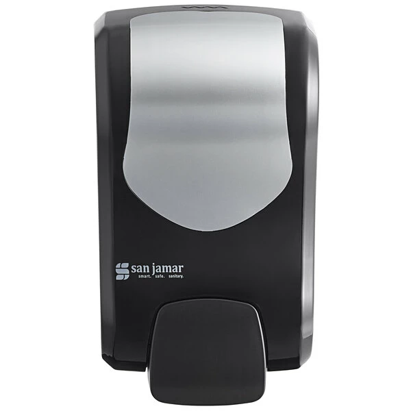 San Jamar SF970BKSS Summit Rely Black Manual Foam Hand Soap And Sanitizer Dispenser - 5 3/16" X 4" X 8 7/8" 4 San Jamar SF970BKSS Summit Rely Black Manual Foam Hand Soap And Sanitizer Dispenser - 5 3/16" X 4" X 8 7/8" - Image 4