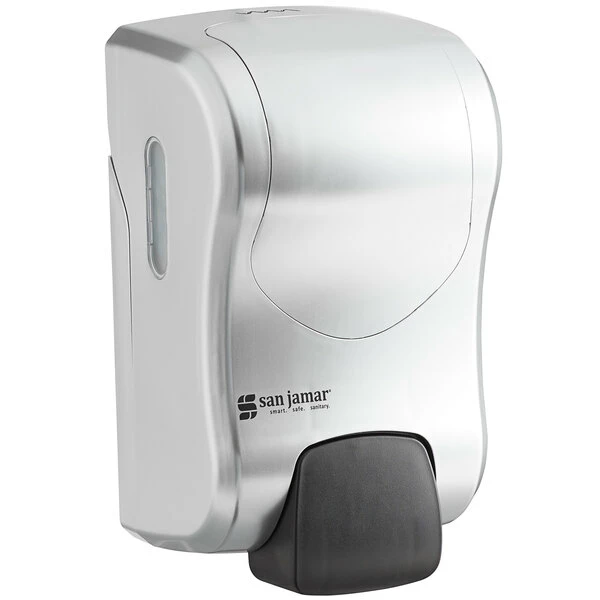 San Jamar SF970SS Summit Rely Silver Manual Foam Hand Soap And Sanitizer Dispenser - 5 3/16" X 4" X 8 7/8" 2 San Jamar SF970SS Summit Rely Silver Manual Foam Hand Soap And Sanitizer Dispenser - 5 3/16" X 4" X 8 7/8" - Image 2