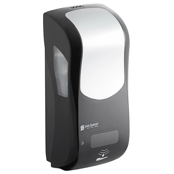 San Jamar SH970BKSS Summit Rely Black Hybrid Automatic Hand Soap, Sanitizer, And Lotion Dispenser - 5 1/2" X 4" X 12" 2 San Jamar SH970BKSS Summit Rely Black Hybrid Automatic Hand Soap, Sanitizer, And Lotion Dispenser - 5 1/2" X 4" X 12" - Image 2