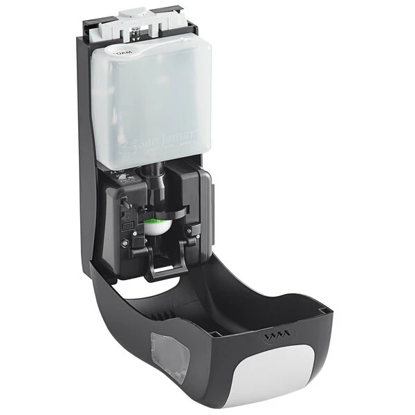 San Jamar SHF970BKSS Summit Rely Black Hybrid Automatic Foam Hand Soap And Sanitizer Dispenser - 5 1/2" X 4" X 12" 5 San Jamar SHF970BKSS Summit Rely Black Hybrid Automatic Foam Hand Soap And Sanitizer Dispenser - 5 1/2" X 4" X 12" - Image 5