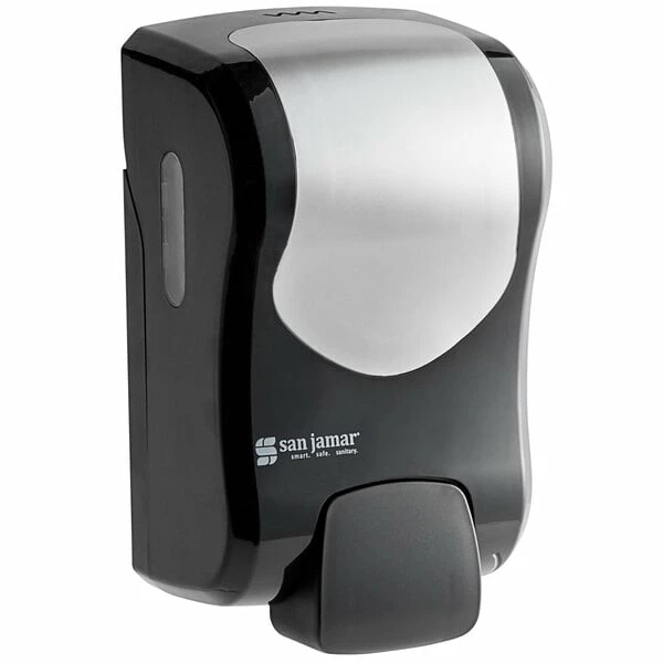 San Jamar S970BKSS Summit Rely Black Manual Hand Soap, Sanitizer, And Lotion Dispenser - 5 3/16" X 4" X 8 7/8" 2 San Jamar S970BKSS Summit Rely Black Manual Hand Soap, Sanitizer, And Lotion Dispenser - 5 3/16" X 4" X 8 7/8" - Image 2