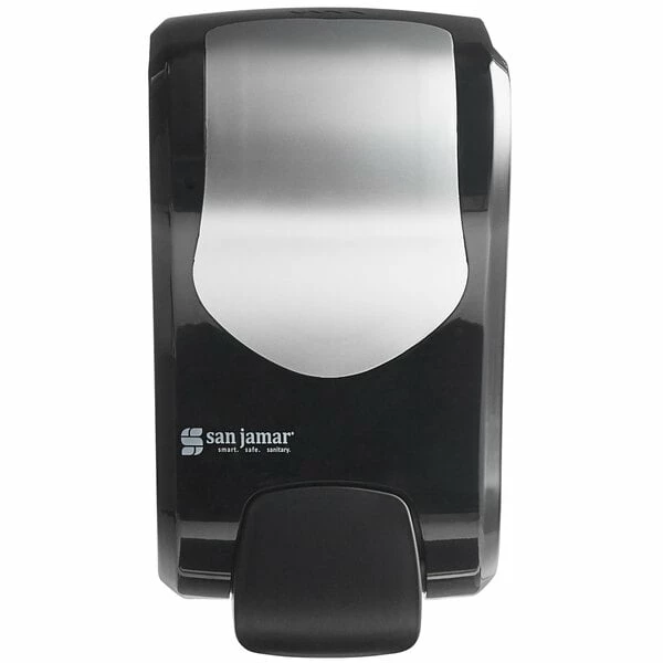 San Jamar S970BKSS Summit Rely Black Manual Hand Soap, Sanitizer, And Lotion Dispenser - 5 3/16" X 4" X 8 7/8" 4 San Jamar S970BKSS Summit Rely Black Manual Hand Soap, Sanitizer, And Lotion Dispenser - 5 3/16" X 4" X 8 7/8" - Image 4