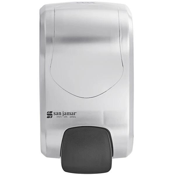 San Jamar S970SS Summit Rely Silver Manual Hand Soap, Sanitizer, And Lotion Dispenser - 5 3/16" X 4" X 8 7/8" 4 San Jamar S970SS Summit Rely Silver Manual Hand Soap, Sanitizer, And Lotion Dispenser - 5 3/16" X 4" X 8 7/8" - Image 4
