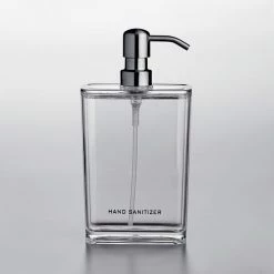 American Metalcraft DPRC17 17 Oz. Clear Plastic Rectangular Refillable Hand Sanitizer Dispenser With Silkscreen And Stainless Steel Pump -GOJO Sale Online 2160654