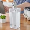 American Metalcraft DPPS24 24 Oz. Clear Plastic Square Refillable Hand Sanitizer Dispenser With Silkscreen And Stainless Steel Pump 7 American Metalcraft DPPS24 24 Oz. Clear Plastic Square Refillable Hand Sanitizer Dispenser With Silkscreen And Stainless Steel Pump -GOJO Sale Online 2171161