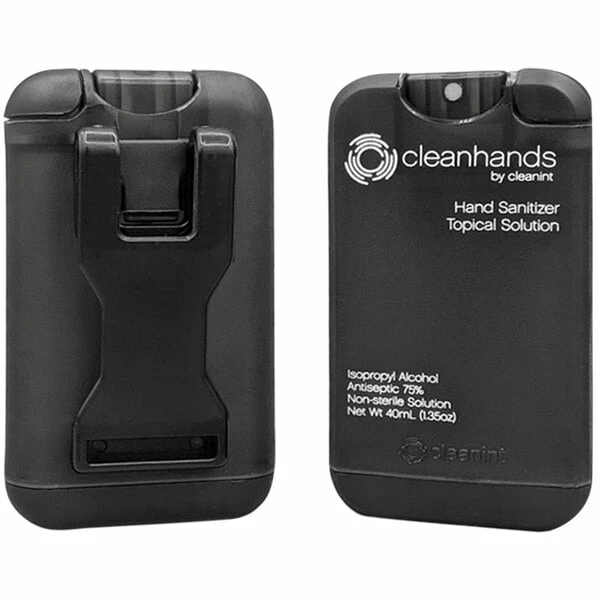 Cleanint, LLC Cleanint Cleanhands CH02RET-BLK Black Clip-On Hand Sanitizer Dispenser - 2/Pack 1 Cleanint, LLC Cleanint Cleanhands CH02RET-BLK Black Clip-On Hand Sanitizer Dispenser - 2/Pack