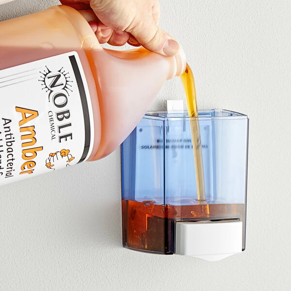Noble Chemical 1 Gallon / 128 Oz. Amber Liquid Antibacterial Hand Soap - 4/Case 1 Noble Chemical 1 Gallon / 128 Oz. Amber Liquid Antibacterial Hand Soap - 4/Case