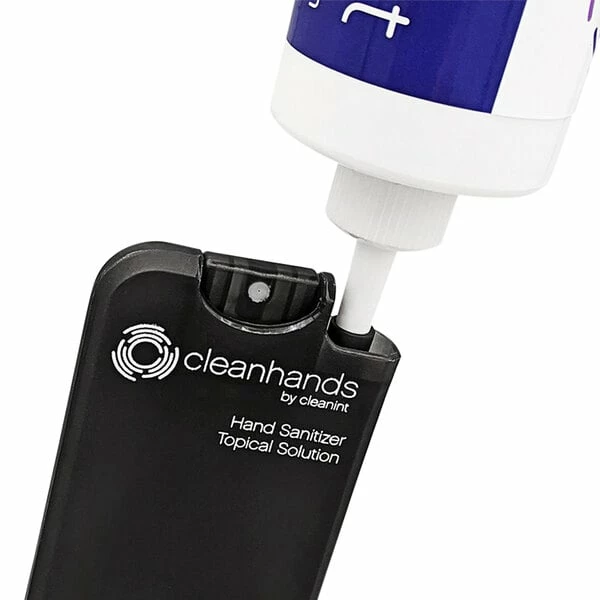 Cleanint, LLC Cleanint Cleanhands CH02RET-BLK Black Clip-On Hand Sanitizer Dispenser - 2/Pack 2 Cleanint, LLC Cleanint Cleanhands CH02RET-BLK Black Clip-On Hand Sanitizer Dispenser - 2/Pack - Image 2