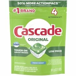 Cascade 62523 Original ActionPacs Fresh Scent Dishwasher Detergent - 4 Ct. - 30/Case