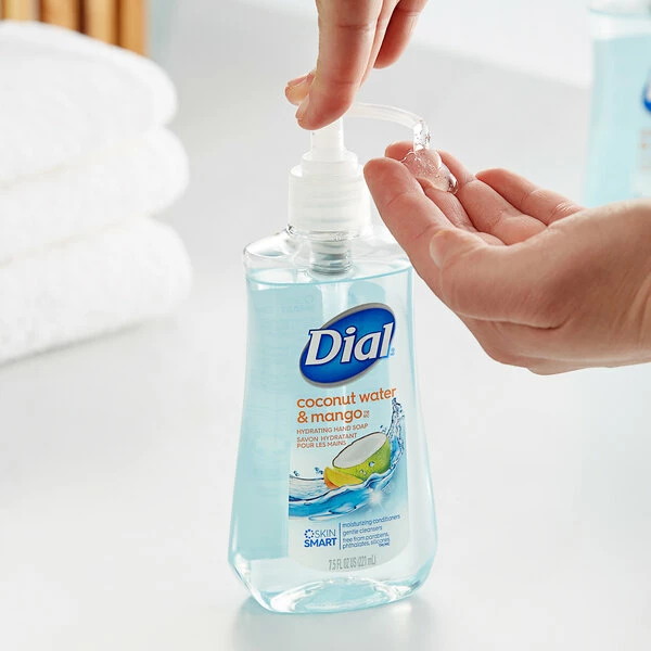 Dial® Dial DIA12159 7.5 Oz. Coconut Water Mango Hydrating Liquid Hand Soap - 12/Case 1 Dial® Dial DIA12159 7.5 Oz. Coconut Water Mango Hydrating Liquid Hand Soap - 12/Case