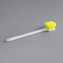 Lavex Janitorial 20" Yellow Polyester Floating Utility / Pot Scrub Brush