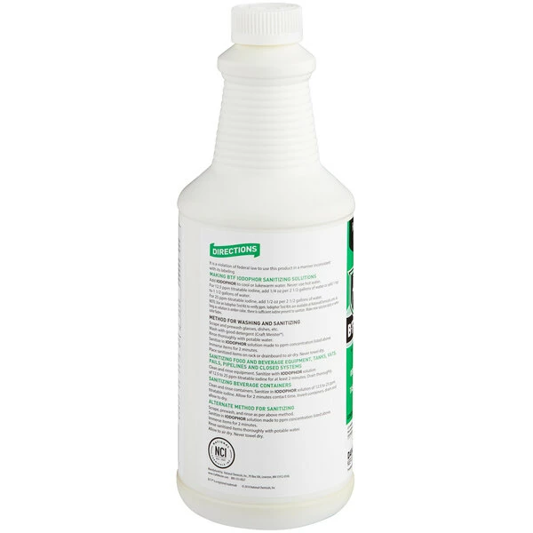 National Chemicals Inc. 11002 BTF Iodophor Brewery Equipment Sanitizer 32 Oz. 2 National Chemicals Inc. 11002 BTF Iodophor Brewery Equipment Sanitizer 32 Oz. - Image 2