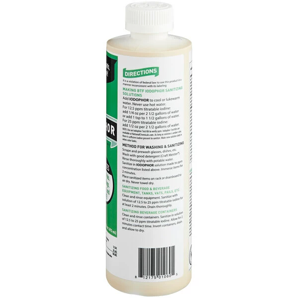 National Chemicals Inc. 11001 BTF Iodophor Brewery Equipment Sanitizer 16 Oz. - 6/Case 2 National Chemicals Inc. 11001 BTF Iodophor Brewery Equipment Sanitizer 16 Oz. - 6/Case - Image 2