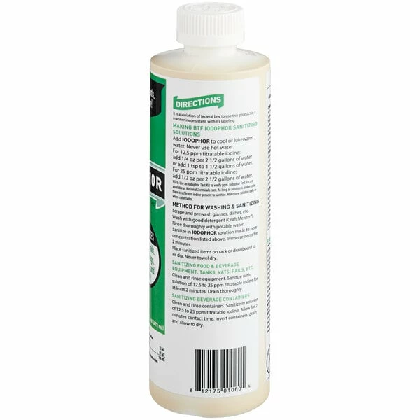 National Chemicals Inc. 11001 BTF Iodophor Brewery Equipment Sanitizer 16 Oz. 2 National Chemicals Inc. 11001 BTF Iodophor Brewery Equipment Sanitizer 16 Oz. - Image 2