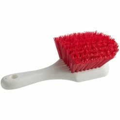 Lavex Janitorial 8" Red Polyester Floating Utility / Pot Scrub Brush