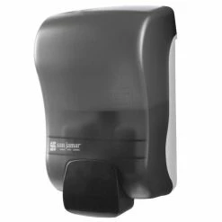 San Jamar S900TBK Rely Pearl Black Manual Soap, Sanitizer, And Lotion Dispenser - 5" X 4" X 8 1/2"