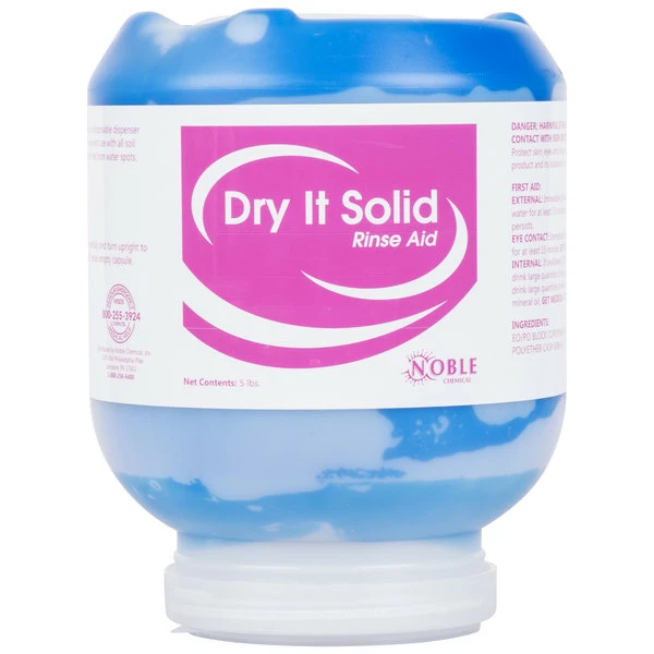Noble Chemical 5 Lb. / 80 Oz. Dry It Solid Rinse Aid 2 Noble Chemical 5 Lb. / 80 Oz. Dry It Solid Rinse Aid - Image 2