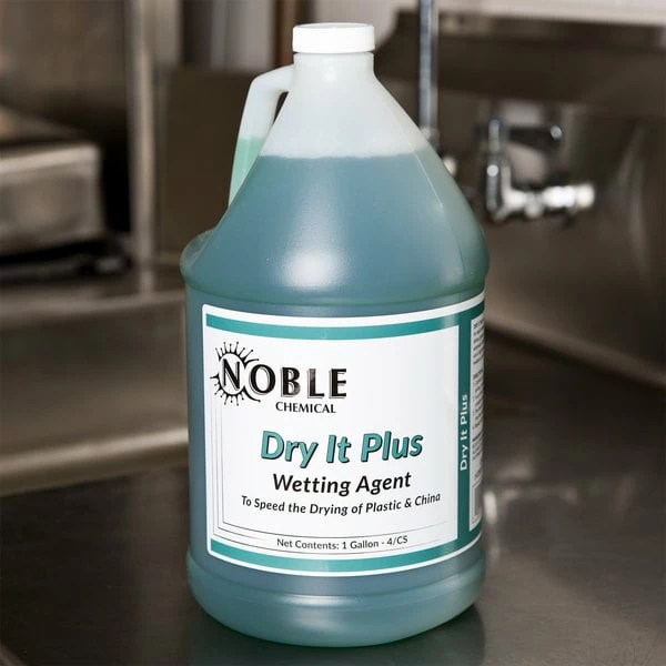 Noble Chemical 1 Gallon / 128 Oz. Dry It Plus Rinse Aid For High Temperature Dish Machines - 4/Case 1 Noble Chemical 1 Gallon / 128 Oz. Dry It Plus Rinse Aid For High Temperature Dish Machines - 4/Case