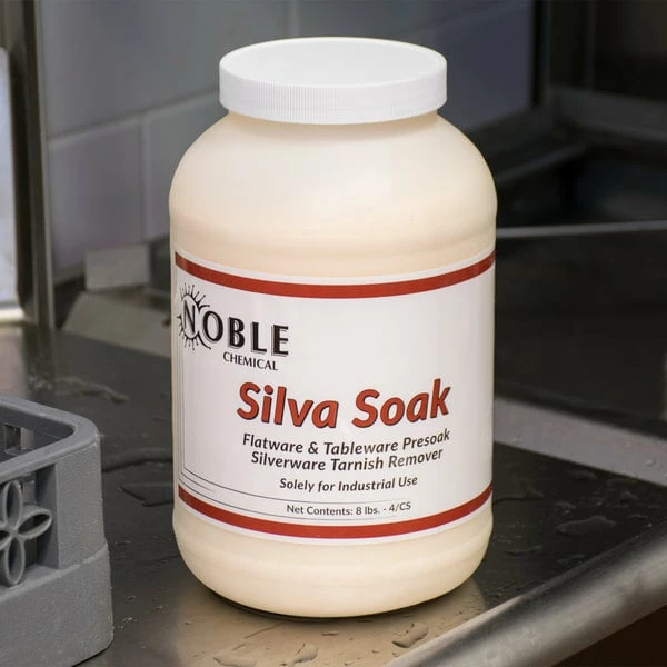 Noble Chemical 8 Lb. / 128 Oz. Silva Soak Tableware Presoak Powder - 4/Case 1 Noble Chemical 8 Lb. / 128 Oz. Silva Soak Tableware Presoak Powder - 4/Case