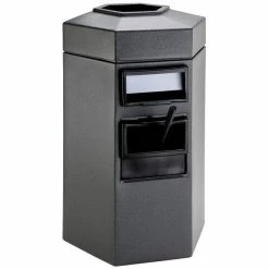 Commercial Zone 755324 45 Gallon Islander Series Gray Bermuda 1 Hexagonal Waste Container With Paper Towel Dispenser, Squeegee, And Windshield Wash Station