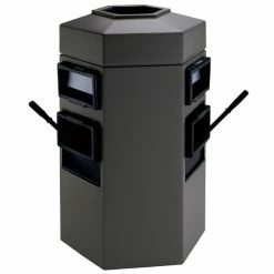 Commercial Zone 755424 35 Gallon Islander Series Gray Bermuda 2 Hexagonal Waste Container With 2 Paper Towel Dispensers And 2 Windshield Wash Stations