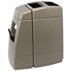 Commercial Zone 75814299 55 Gallon Islander Series Haven 1 Monterey Cliff Brown Rectangular Waste Container With Paper Towel Dispenser, Squeegee, And Windshield Wash Station
