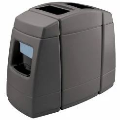 Commercial Zone 75820599 55 Gallon Islander Series Haven 2 Charcoal Rectangular Waste Container With 2 Paper Towel Dispensers, 2 Squeegees, And 2 Windshield Wash Stations