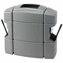 Commercial Zone 770135 40 Gallon Islander Series Waste 'N Wipe Silver Rectangular Waste Container With 2 Paper Towel Dispensers, 2 Squeegees, And 2 Windshield Wash Stations